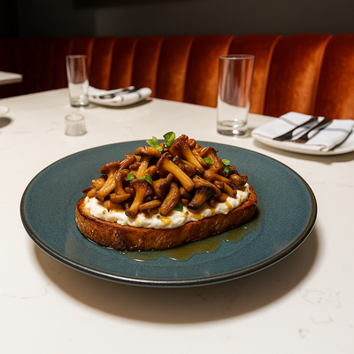 Whipped Ricotta Crostini and Wild Mushrooms